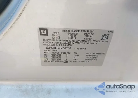 2014 GMC Sierra 1500 Sle from USA, damaged, VIN 1GTV2UEC4EZ222280